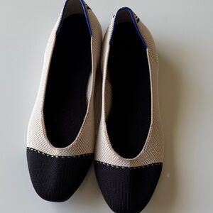 Rothy’s square captoe Women's Black and Cream Flats